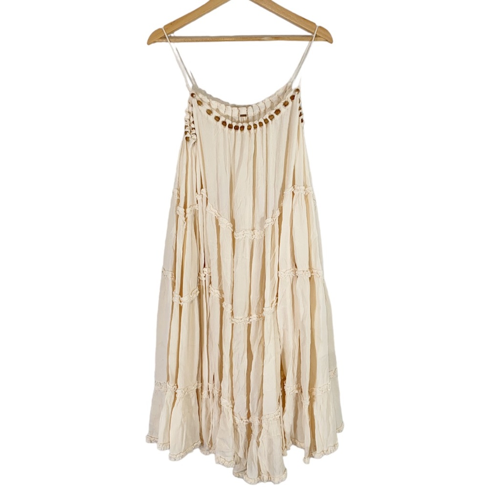 Free People Sleeveless Boho Hippie Dress Cream Size XS - Picture 1 of 8